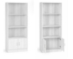 LIBRERIA MODERNA IN LEGNO BIANCO CON TRE RIPIANI E DUE ANTE DIMENSIONI 51X24X120 CM