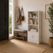 LIBRERIA MODERNA IN LEGNO BIANCO CON TRE RIPIANI E DUE ANTE DIMENSIONI 51X24X120 CM