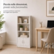 LIBRERIA MODERNA IN LEGNO BIANCO CON TRE RIPIANI E DUE ANTE DIMENSIONI 51X24X120 CM