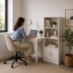 LIBRERIA MODERNA IN LEGNO BIANCO CON TRE RIPIANI E DUE ANTE DIMENSIONI 51X24X120 CM