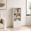 LIBRERIA MODERNA IN LEGNO BIANCO CON TRE RIPIANI E DUE ANTE DIMENSIONI 51X24X120 CM