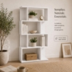 LIBRERIA CUBICA IN LEGNO BIANCO MODERNA 4 RIPIANI SFALSATI DIMENSIONI 70X24X127 CM