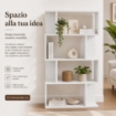 LIBRERIA CUBICA IN LEGNO BIANCO MODERNA 4 RIPIANI SFALSATI DIMENSIONI 70X24X127 CM