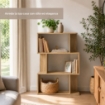LIBRERIA IN MDF ROVERE CON TRE RIPIANI SFALSATI MISURE: 70X24X96 CM