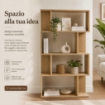 LIBRERIA IN MDF ROVERE CON QUATTRO RIPIANI SFALSATIMISURE: 70X24X127 CM