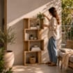 LIBRERIA IN MDF ROVERE CON QUATTRO RIPIANI SFALSATIMISURE: 70X24X127 CM