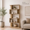 LIBRERIA CUBICA IN LEGNO CON 5 RIPIANI SFALSATI COLORE ROVERE DIMENSIONI 70X24X159 CM