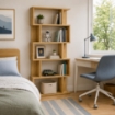 LIBRERIA CUBICA IN LEGNO CON 5 RIPIANI SFALSATI COLORE ROVERE DIMENSIONI 70X24X159 CM