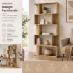 LIBRERIA CUBICA IN LEGNO CON 5 RIPIANI SFALSATI COLORE ROVERE DIMENSIONI 70X24X159 CM
