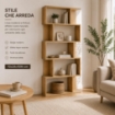 LIBRERIA CUBICA IN LEGNO CON 5 RIPIANI SFALSATI COLORE ROVERE DIMENSIONI 70X24X159 CM