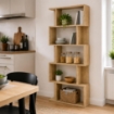 LIBRERIA CUBICA IN LEGNO CON 5 RIPIANI SFALSATI COLORE ROVERE DIMENSIONI 70X24X159 CM
