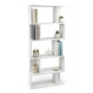 LIBRERIA CUBICA IN LEGNO BIANCO MODERNA CON CINQUE RIPIANI SFALSATI DIMENSIONI 70X24X159 CM