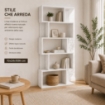 LIBRERIA CUBICA IN LEGNO BIANCO MODERNA CON CINQUE RIPIANI SFALSATI DIMENSIONI 70X24X159 CM