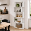 LIBRERIA CUBICA IN LEGNO BIANCO MODERNA CON CINQUE RIPIANI SFALSATI DIMENSIONI 70X24X159 CM