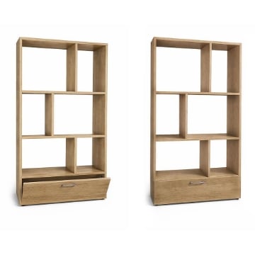 LIBRERIA IN MDF ROVERE CON RIPIANI SFALSATI E CASSETTONE MISURE: 70X24X140 CM