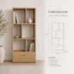 LIBRERIA IN MDF ROVERE CON RIPIANI SFALSATI E CASSETTONE MISURE: 70X24X140 CM