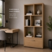 LIBRERIA IN MDF ROVERE CON RIPIANI SFALSATI E CASSETTONE MISURE: 70X24X140 CM