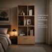 LIBRERIA IN MDF ROVERE CON RIPIANI SFALSATI E CASSETTONE MISURE: 70X24X140 CM