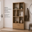 LIBRERIA IN MDF ROVERE CON RIPIANI SFALSATI E CASSETTONE MISURE: 70X24X140 CM