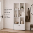 LIBRERIA IN LEGNO BIANCO MODERNA CON 6 RIPIANI SFALSATI E UN CASSETTO DIMENSIONI 70X24X140 CM