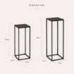 2 COLONNINE IN METALLO NERO MISURE 23X60CM E 27X70CM CON BASE IN MDF COLOR LEGNO