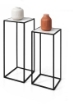 2 COLONNINE IN METALLO MISURE 23X60CM E 27X70CM CON TOP IN MDF SIMIL MARMO