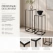 2 COLONNINE IN METALLO MISURE 23X60CM E 27X70CM CON TOP IN MDF SIMIL MARMO