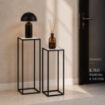 2 COLONNINE IN METALLO MISURE 23X60CM E 27X70CM CON TOP IN MDF SIMIL MARMO