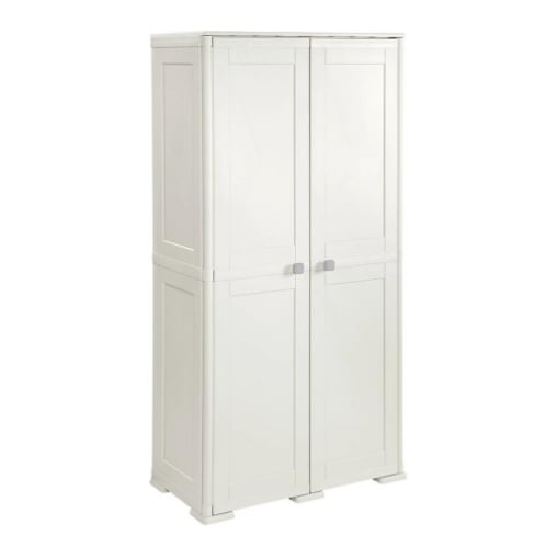 ARMADIO 2 ANTE PANNA 79X43X164 CM CON VANO PORTASCOPA E RIPIANO – MOBILE ALTO ORGANIZZAZIONE CASA PER INGRESSO E RIPOSTIGLIO