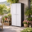 ARMADIO 2 ANTE 79X43X164 CM CON 4 VANI INTERNI E VANO PORTASCOPA – MOBILE ORGANIZZAZIONE CASA CON POMELLI NERO/GRIGIO