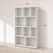 LIBRERIA MODERNA IN LEGNO BIANCO CON 10 RIPIANI SFALSATI DIMENSIONI 90X30X140 CM