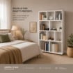 LIBRERIA MODERNA IN LEGNO BIANCO CON 10 RIPIANI SFALSATI DIMENSIONI 90X30X140 CM