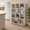 LIBRERIA MODERNA IN LEGNO BIANCO CON 10 RIPIANI SFALSATI DIMENSIONI 90X30X140 CM