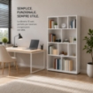 LIBRERIA MODERNA IN LEGNO BIANCO CON 10 RIPIANI SFALSATI DIMENSIONI 90X30X140 CM