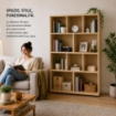 LIBRERIA IN LEGNO CON 10 RIPIANI COLORE ROVERE DIMENSIONI 90X30X140 CM