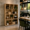 LIBRERIA IN LEGNO CON 10 RIPIANI COLORE ROVERE DIMENSIONI 90X30X140 CM