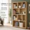 LIBRERIA IN LEGNO CON 10 RIPIANI COLORE ROVERE DIMENSIONI 90X30X140 CM