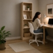 LIBRERIA IN LEGNO CON 4 RIPIANI COLORE ROVERE DIMENSIONI 60X24X170 CM
