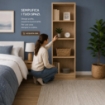 LIBRERIA IN LEGNO CON 4 RIPIANI COLORE ROVERE DIMENSIONI 60X24X170 CM