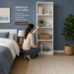 LIBRERIA MODERNA IN LEGNO BIANCO CON 4 RIPIANI DIMENSIONI 60X24X170 CM