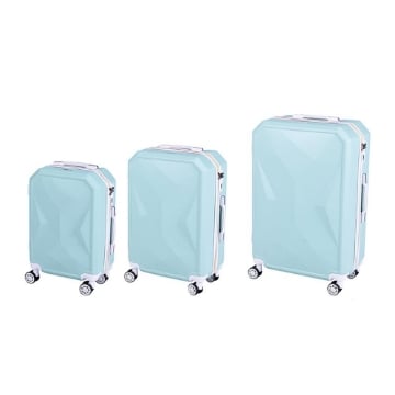 COVERI SET 3 TROLLEY TOLEDO CON 4 RUOTE, SACCA A RETE, ELASTICO FERMA INDUMENTI E CERNIERA SINGOLA 56/66/76H CM - COLORE TIFFANY/WHITE