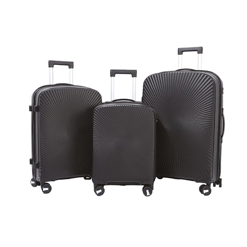 COVERI SET 3 TROLLEY FLY CON 4 RUOTE, SACCA A RETE, ELASTICO FERMA INDUMENTI E CERNIERA SINGOLA 56/66/76H CM - COLORE NERO