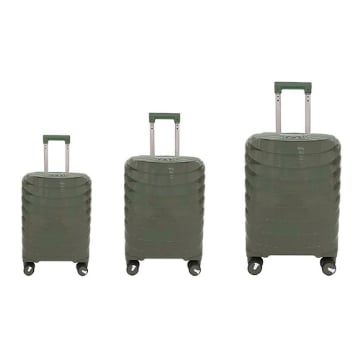 COVERI SET 3 TROLLEY LIBERTY CON 4 RUOTE, SACCA A RETE, ELASTICO FERMA INDUMENTI E CERNIERA SINGOLA 56/66/76H CM - COLORE VERDE