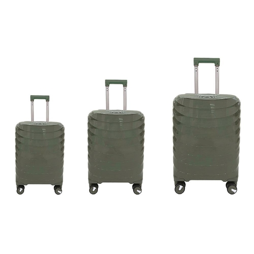 COVERI SET 3 TROLLEY LIBERTY CON 4 RUOTE, SACCA A RETE, ELASTICO FERMA INDUMENTI E CERNIERA SINGOLA 56/66/76H CM - COLORE VERDE
