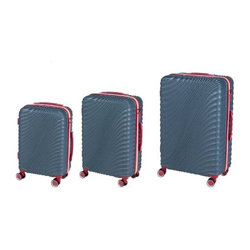 COVERI SET 3 TROLLEY MILANO CON 4 RUOTE, SACCA A RETE, ELASTICO FERMA INDUMENTI E CERNIERA SINGOLA 56/66/76H CM - COLORE GREEN/RED