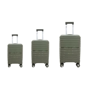COVERI SET 3 TROLLEY DINAMIC CON 4 RUOTE, SACCA A RETE, ELASTICO FERMA INDUMENTI E CERNIERA SINGOLA 56/66/76H CM - COLORE VERDE