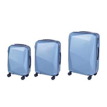 SET 3 TROLLEY COVERI CON 4 RUOTE, SACCA A RETE, ELASTICO FERMA INDUMENTI E CERNIERA SINGOLA 56/66/76H CM - COLORE BLU/DARK