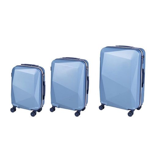 SET 3 TROLLEY COVERI CON 4 RUOTE, SACCA A RETE, ELASTICO FERMA INDUMENTI E CERNIERA SINGOLA 56/66/76H CM - COLORE BLU/DARK