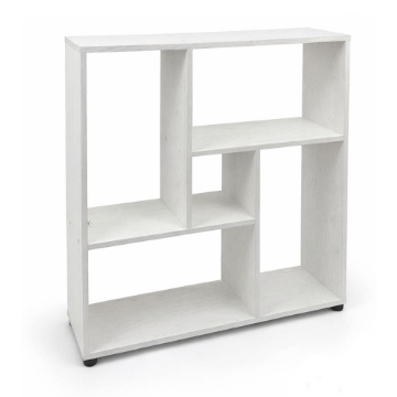 LIBRERIA IN LEGNO BIANCO MODERNA CON CINQUE RIPIANI SFALSATI DIMENSIONI  80X24X82,5 CM