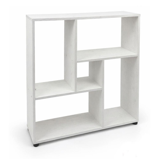 LIBRERIA IN LEGNO BIANCO MODERNA CON CINQUE RIPIANI SFALSATI DIMENSIONI  80X24X82,5 CM